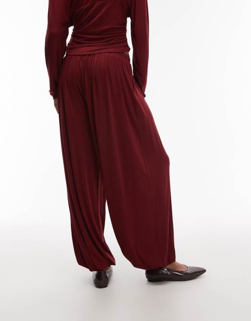 ASOS DESIGN - Pantaloni a palloncino larghi bordeaux in coordinato, 5 di 5