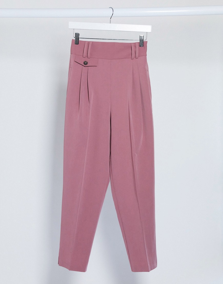 Pantalone Rosa donna ASOS DESIGN - Pantaloni a palloncino sartoriali eleganti a vita alta-Rosa
