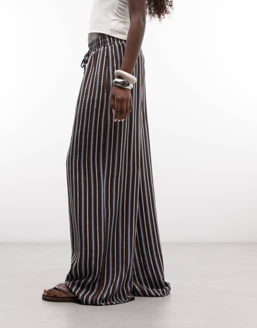 ASOS DESIGN pantaloni a righe marroni e blu, 2 di 5