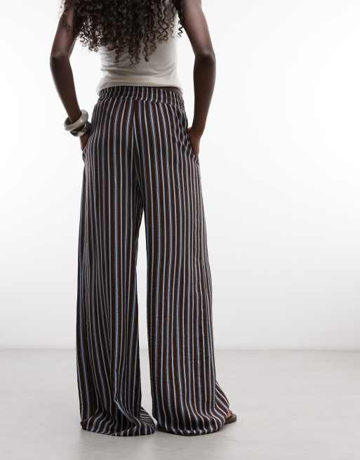 ASOS DESIGN pantaloni a righe marroni e blu, 3 di 5
