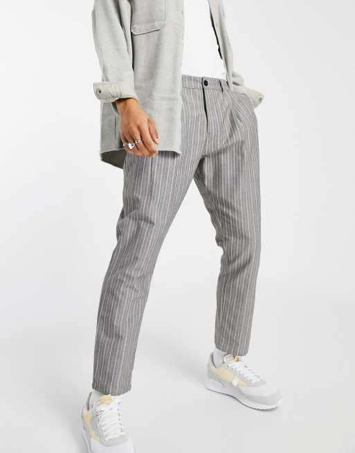 ASOS DESIGN - Pantaloni a sigaretta testurizzati a righe