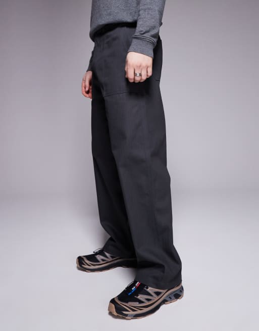 ASOS DESIGN - Pantaloni a spina di pesce dritti grigi, 2 di 5