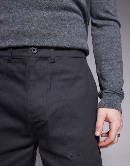 ASOS DESIGN - Pantaloni a spina di pesce dritti grigi, 5 di 5