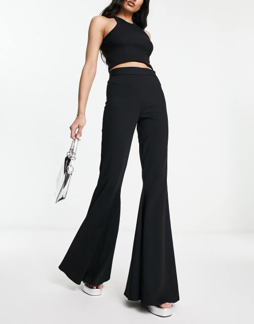 ASOS DESIGN - Pantaloni a zampa a vita alta neri