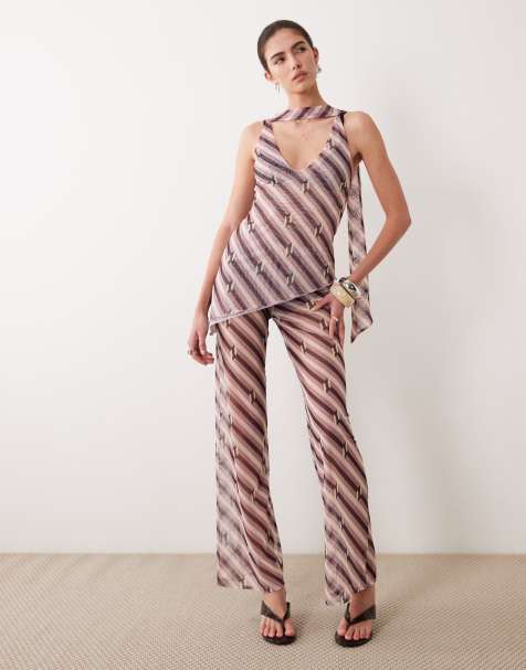 ASOS DESIGN - Pantaloni a zampa in rete stampata in coordinato - view 1