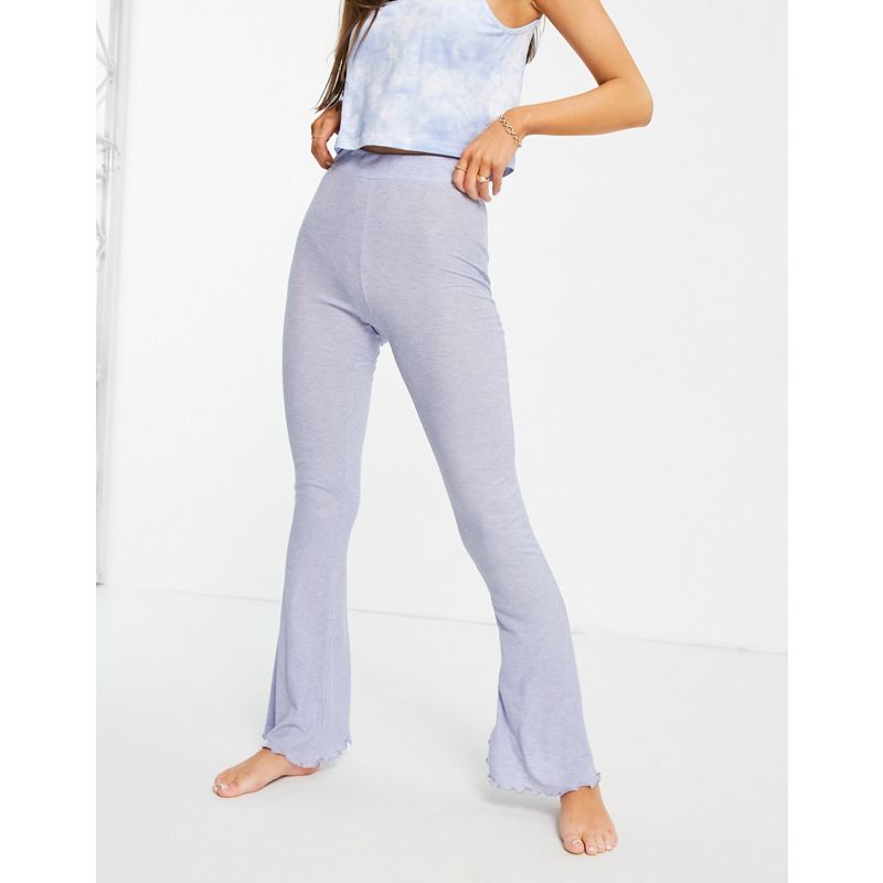 Donna Abbigliamento da casa DESIGN - Pantaloni a zampa Mix & Match da casa a coste colore blu