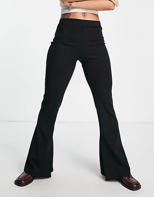 Pantaloni a zampa neri in crêpe con spacchi laterali Asos Donna Abbigliamento Pantaloni e jeans Pantaloni Leggings & Treggings 
