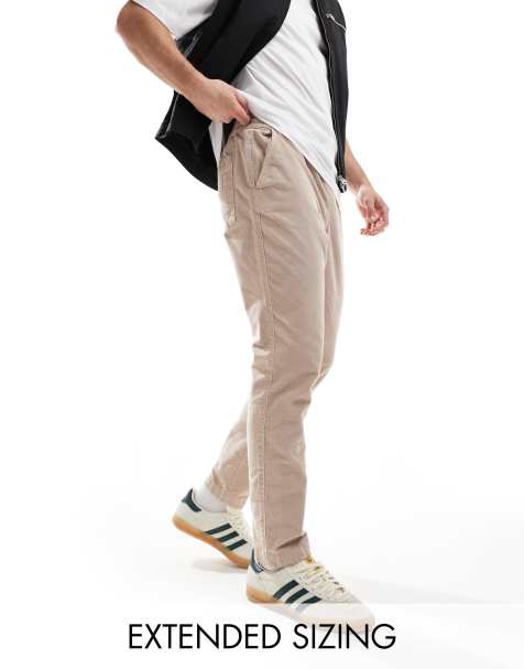 ASOS DESIGN - Pantaloni affusolati color talpa in velluto a coste con elastico in vita - view 1