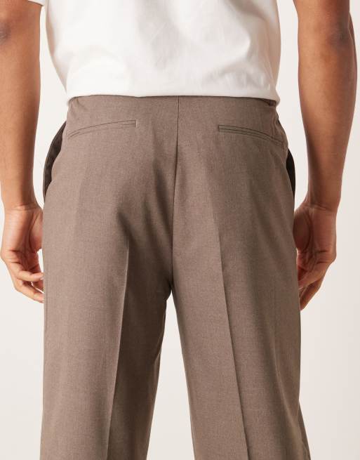 ASOS DESIGN - Pantaloni affusolati comodi eleganti beige in flanella con vita elasticizzata, 4 di 5