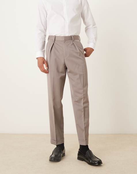 ASOS DESIGN - Pantaloni affusolati comodi eleganti marroni con risvolto - view 1