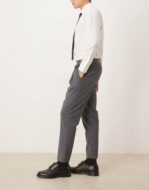 ASOS DESIGN - Pantaloni affusolati eleganti lavabili in misto lana antracite, 3 di 5