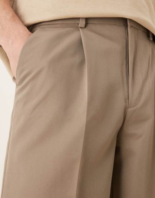 ASOS DESIGN - Pantaloni affusolati eleganti oversize color pietra scuro con pieghe sul davanti, 4 di 5