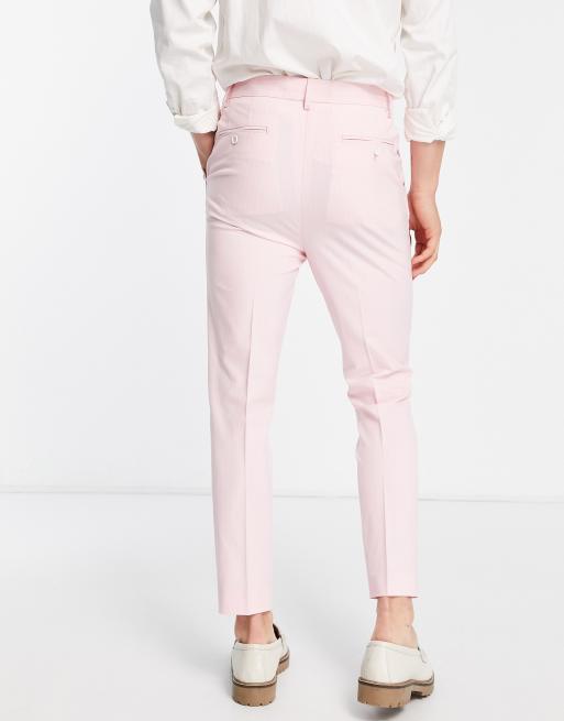 ASOS DESIGN - Pantaloni affusolati eleganti rosa a righe, 2 di 4