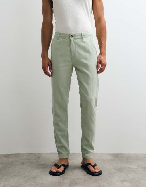 ASOS DESIGN - Pantaloni affusolati in misto lino kaki in coordinato, 2 di 5