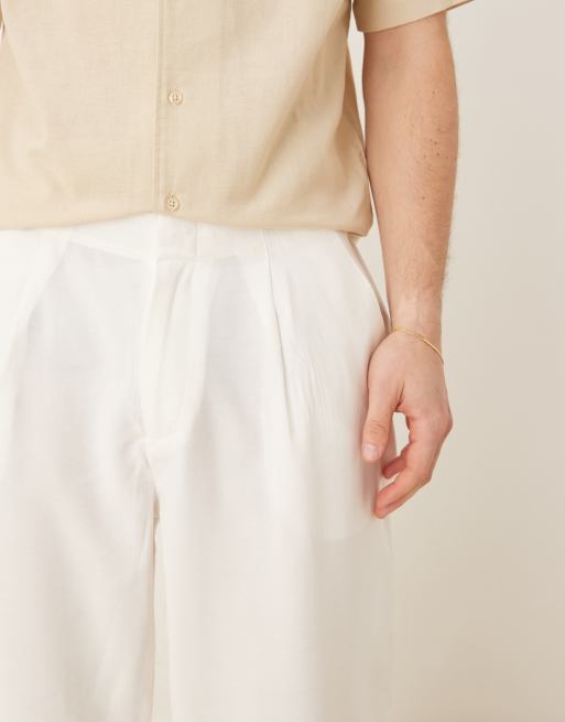 ASOS DESIGN - Pantaloni affusolati oversize bianchi con fascia in vita , 4 di 5