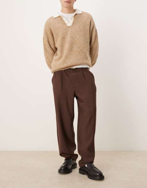 ASOS DESIGN - Pantaloni affusolati oversize eleganti in marrone - view 1