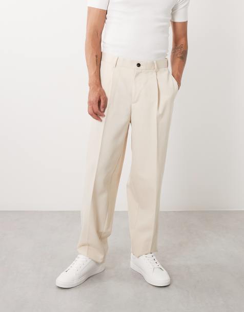 ASOS DESIGN - Pantaloni affusolati oversize sartoriali a pieghe écru - view 1