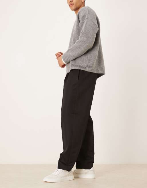 ASOS DESIGN - Pantaloni affusolati oversize sartoriali neri con vita elasticizzata, 3 di 5