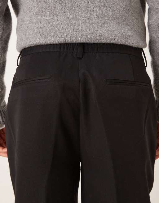 ASOS DESIGN - Pantaloni affusolati oversize sartoriali neri con vita elasticizzata, 4 di 5