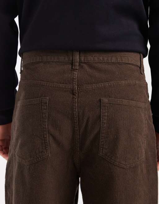 ASOS DESIGN - Pantaloni affusolati vestibilità comoda in tessuto a coste marrone, 5 di 5