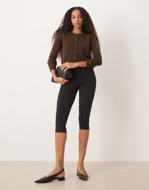 ASOS DESIGN - Pantaloni al polpaccio modellanti neri taglio lungo