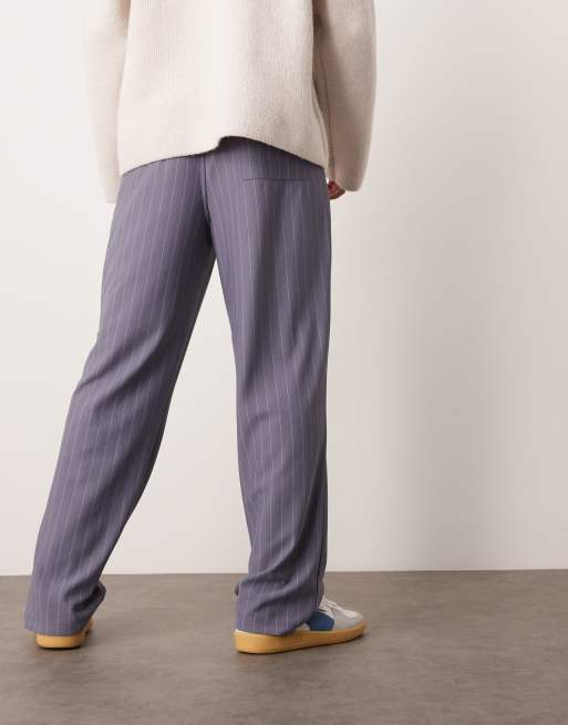 ASOS DESIGN - Pantaloni ampi blu con motivo gessato in coordinato, 3 di 5