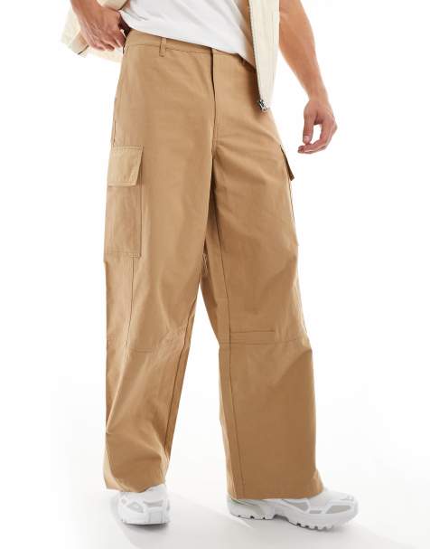 ASOS DESIGN - Pantaloni ampi cargo color cuoio con cuciture - view 1