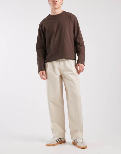 ASOS DESIGN pantaloni ampi color pietra con pieghe - STONE - view 1