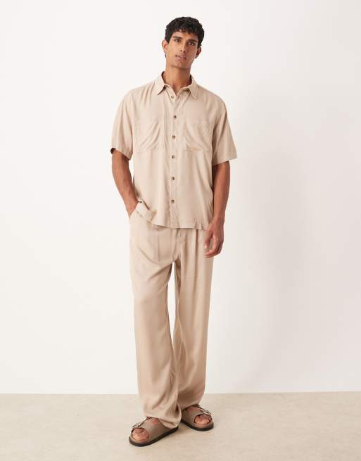 ASOS DESIGN - Pantaloni ampi color pietra in coordinato