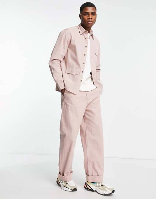 ASOS DESIGN - Pantaloni ampi con pieghe rosa in coordinato