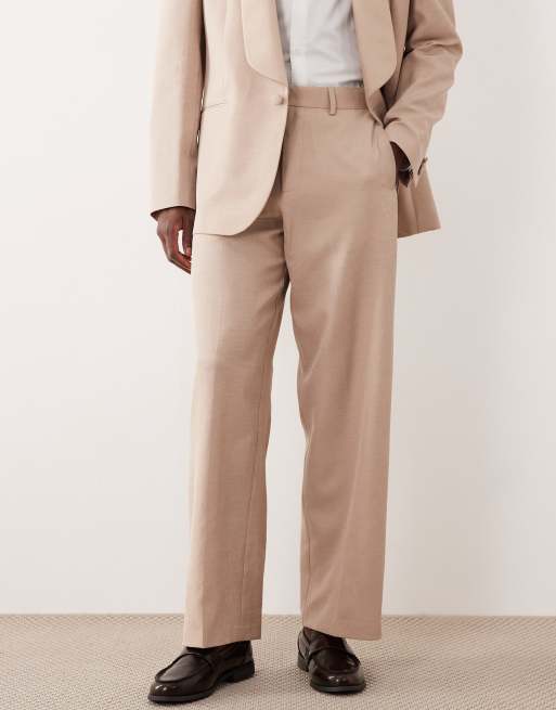 ASOS DESIGN - Pantaloni ampi da smoking beige, 2 di 5