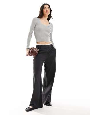 ASOS DESIGN - Pantaloni ampi dal taglio maschile antracite