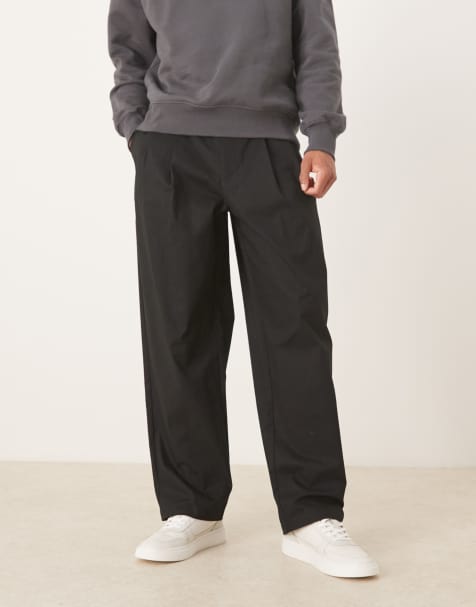 ASOS DESIGN - Pantaloni ampi dritti neri con cintura - view 1