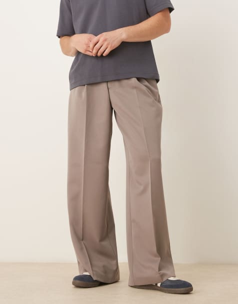 ASOS DESIGN - Pantaloni ampi eleganti marroni con pieghe sul davanti - view 1