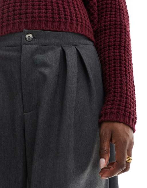 ASOS DESIGN - Pantaloni ampi grigi a pieghe a vita bassa, 5 di 5