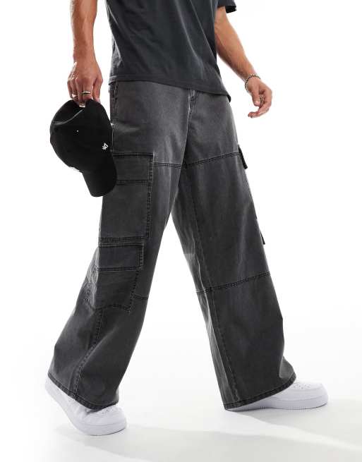 ASOS DESIGN - Pantaloni ampi grigio invecchiato con tasche oversize, 3 di 5