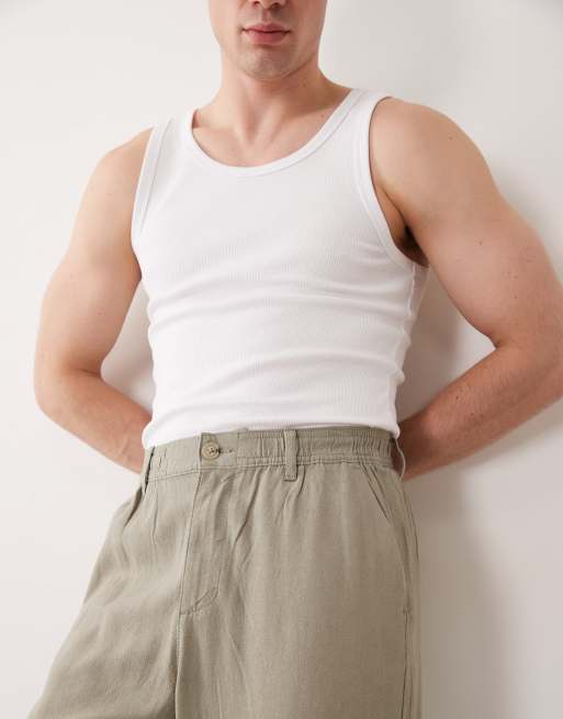 ASOS DESIGN - Pantaloni ampi in misto lino kaki, 2 di 5