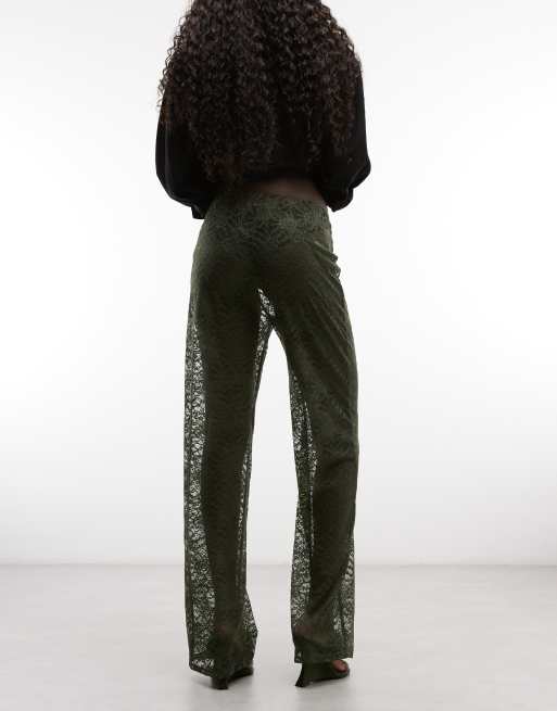ASOS DESIGN pantaloni ampi in pizzo color kaki, 5 di 5