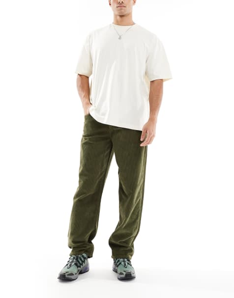 ASOS DESIGN - Pantaloni ampi in tessuto a coste color kaki - view 1