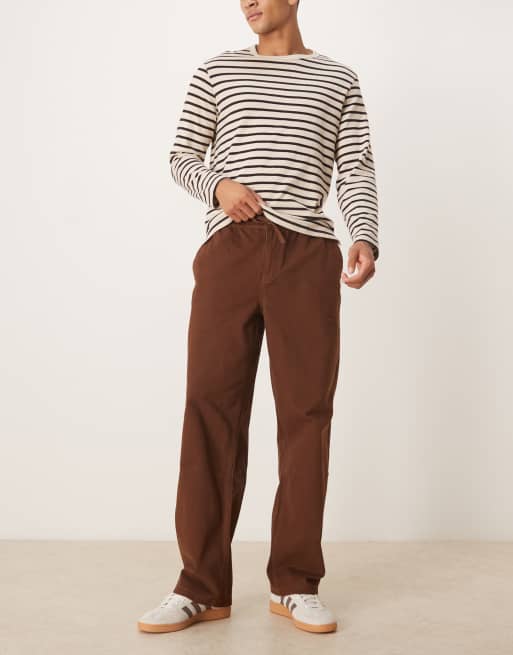 ASOS DESIGN - Pantaloni ampi marroni con vita elasticizzata, 2 di 5