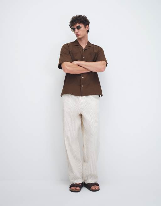 ASOS DESIGN pantaloni ampi testurizzati a righe crema, 2 di 9