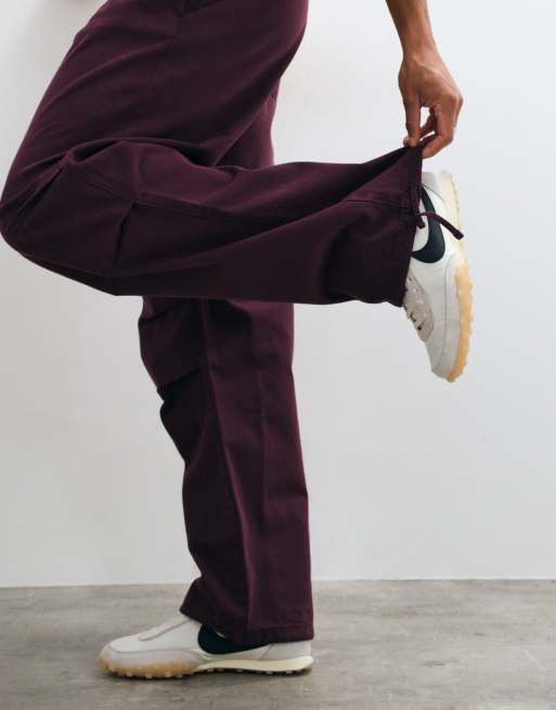 ASOS DESIGN pantaloni ampi viola con orli con laccetti, 4 di 5