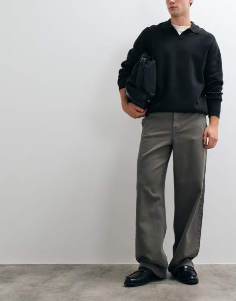ASOS DESIGN pantaloni baggy in twill grigio - view 1