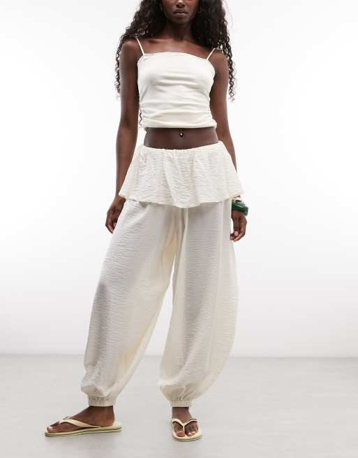 ASOS DESIGN pantaloni balloon con dettaglio gonna in crema