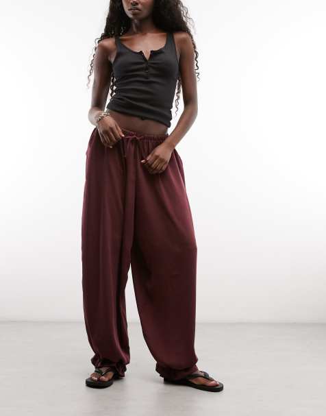 ASOS DESIGN pantaloni balloon coordinati pull-on in bordeaux - view 1