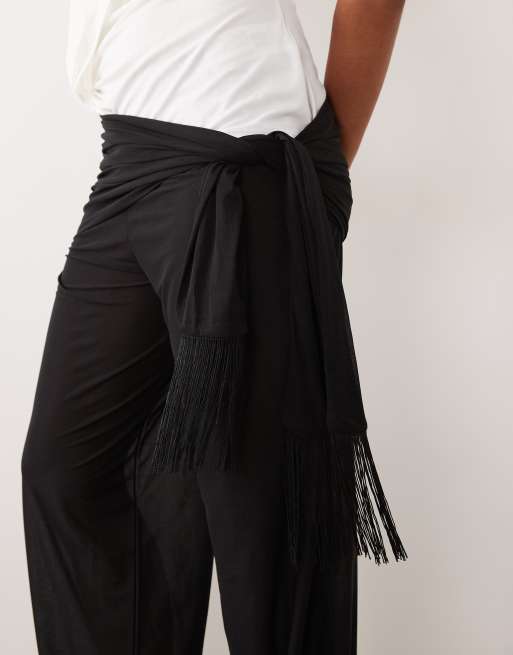 ASOS DESIGN pantaloni balloon trasparenti con frange neri, 5 di 5