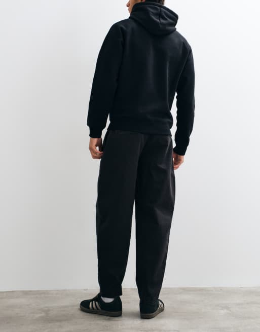 ASOS DESIGN pantaloni barrel comodi con pieghe neri, 5 di 5