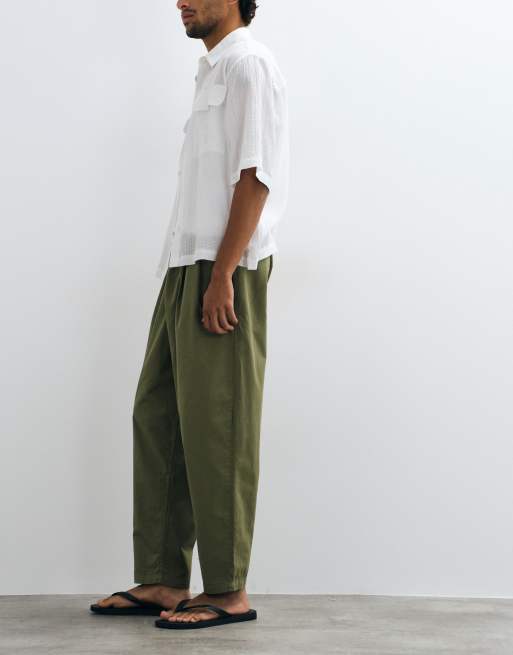 ASOS DESIGN pantaloni barrel comodi in verde oliva, 3 di 5