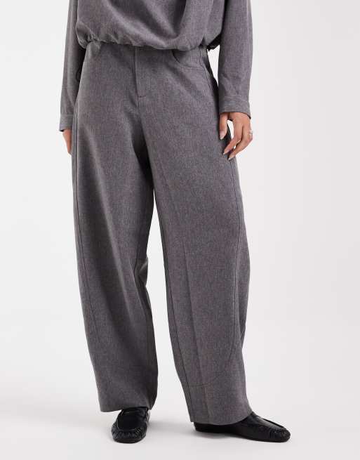 ASOS DESIGN pantaloni barrel sartoriali grigio mélange, 2 di 5