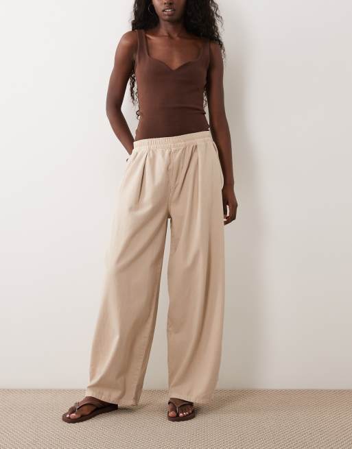 ASOS DESIGN - Pantaloni bombati allacciati in vita colore neutro slavato